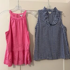 crown & ivy Pink Eyelet Ruffle-Hem Tank Top
